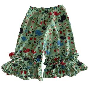JELLY THE PUG Mint Green Floral Birdie Baby‎ Girls Ruffled Pants, 24M